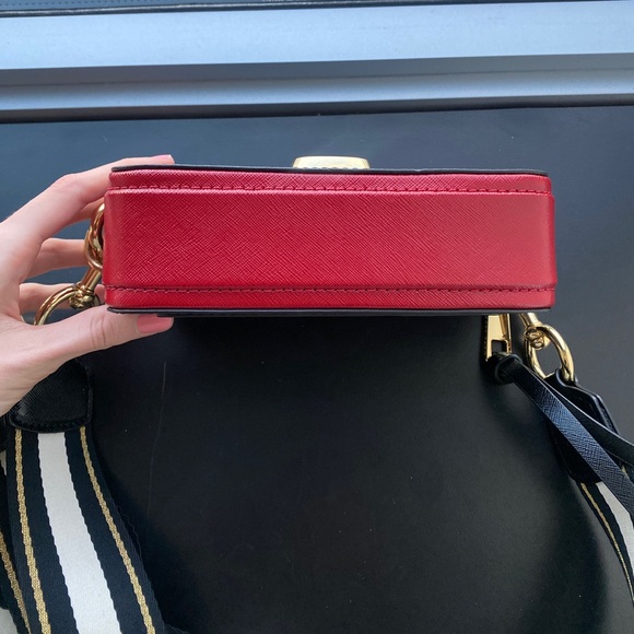 Marc Jacobs The Snapshot Leather Bag Red Black - Picture 10 of 12